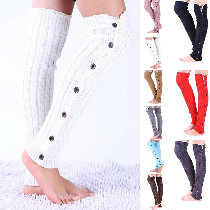 OEAK Women Christmas Button Lace Twisted Leg Warmers-3 Pairs Women's Buttoned Lace Socks Twisted Socks