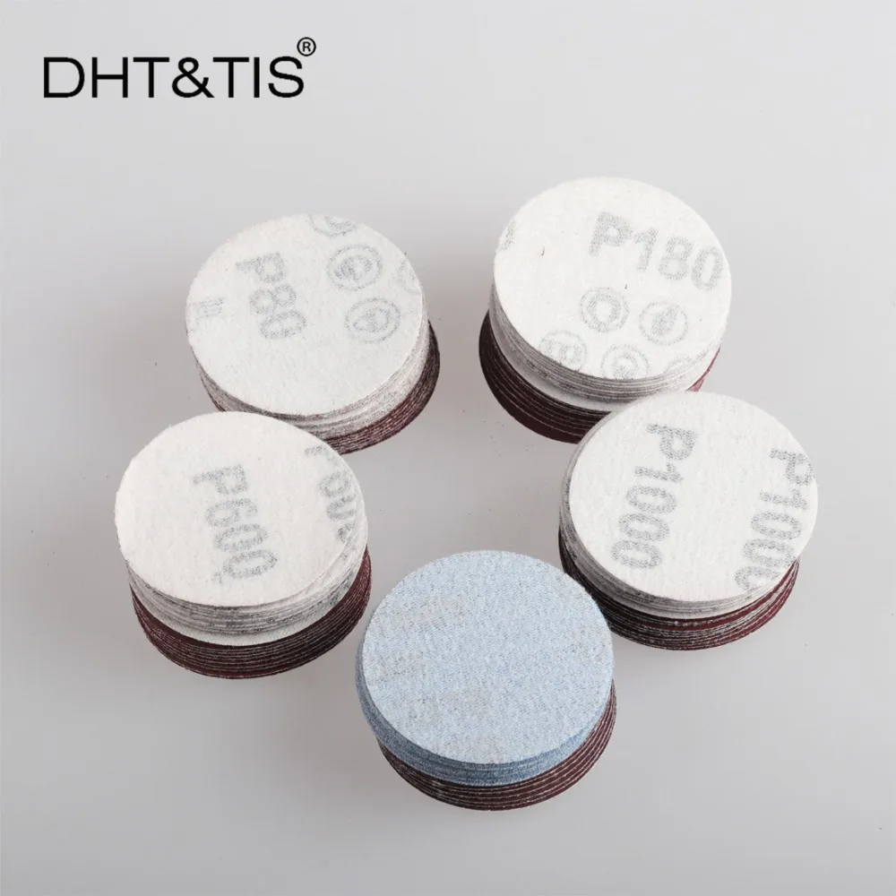 DHT& TIS 100 штук от 1 до 3 дюймов смешанный шлифовальный диск Круглый абразивный сухой наждачной бумаги+ 1 шт M6x1 нить обратно-вверх колодки(Выберите размер