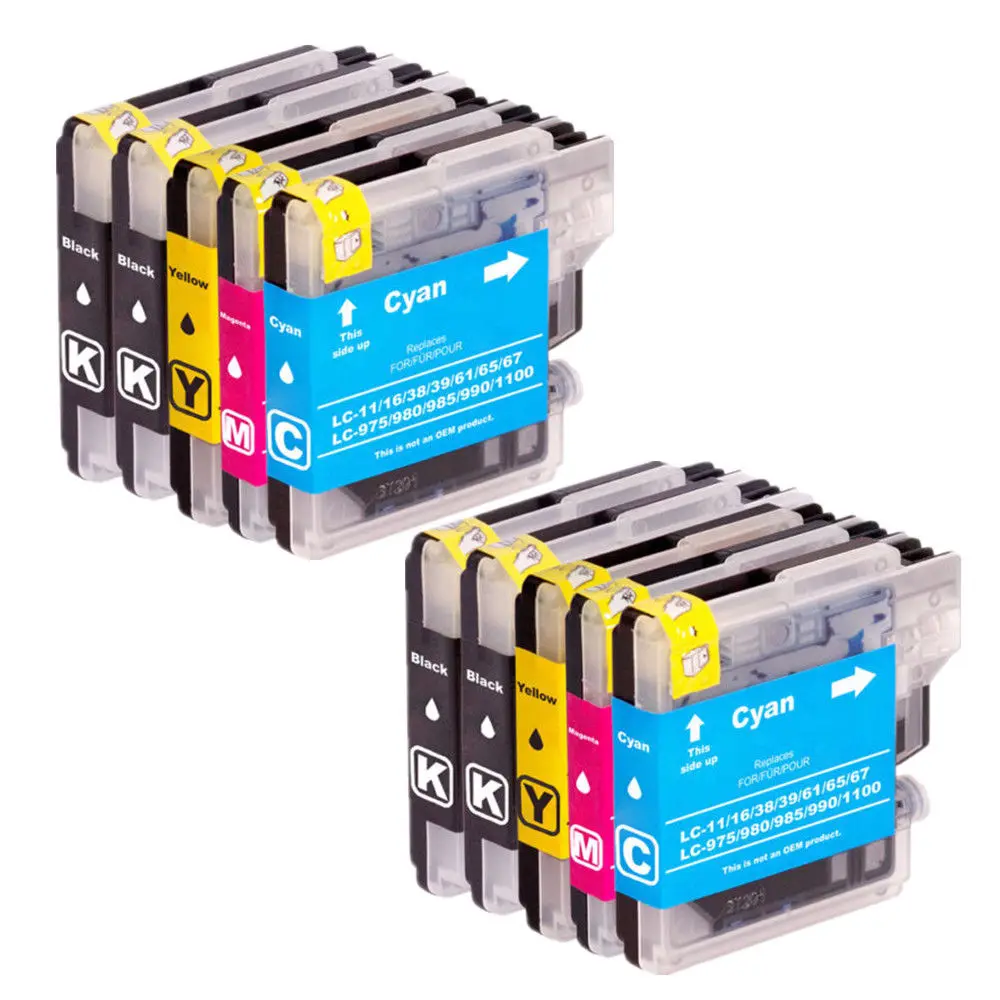 10x LC980 LC1100 чернильные картриджи совместимые с Brother MFC-5890CN MFC-6490CW 195C 197C 365C |