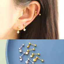 S925 серебро серьги Мода Циркон Сердце бальное платье с бантом лист винт серьги-стержни уха кости ногтей дикий женский Девочка серебряные ювелирные изделия