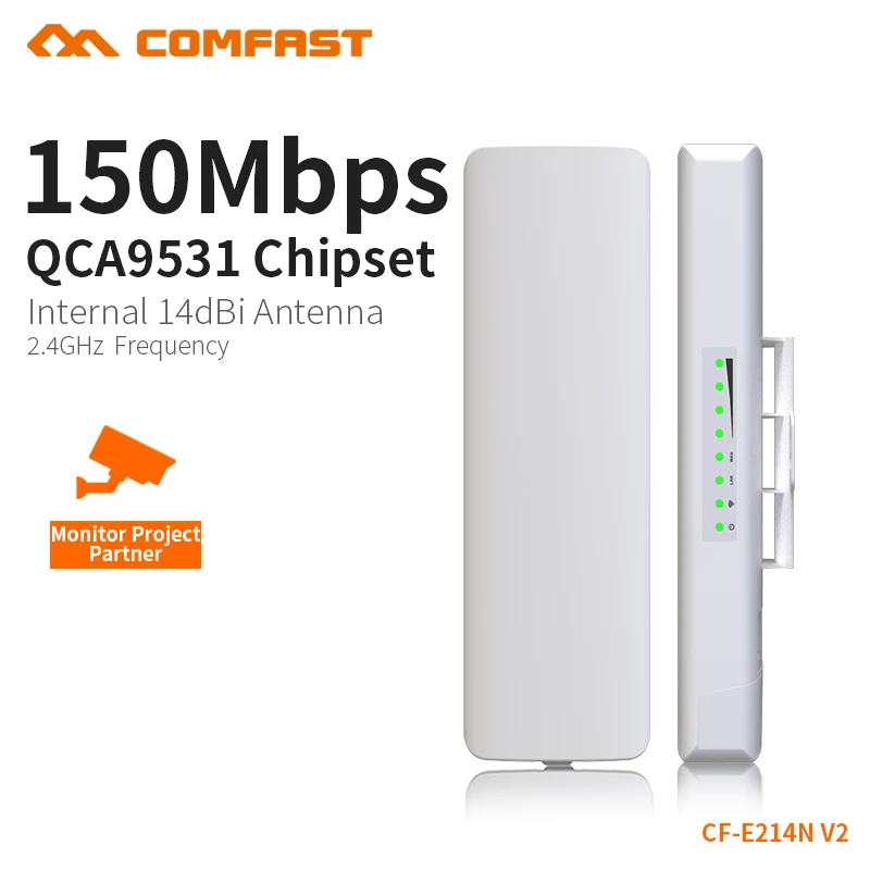 

COMFAST Outdoor CPE 3km siganl booster/amplifier 2.4Ghz 150mbs 14dBi High Gain Wifi Receiver Built In Watch Dog CF-E214N upgrade