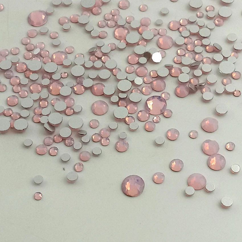 Розовые опаловые кристаллы стеклянные опаловые Стразы для ногтей с плоским основанием, для ногтей художественные украшения самоклеющиеся камни 3D DIY аксессуары для ногтей