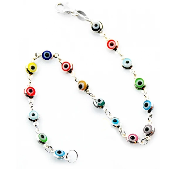 Multi Color 925 Sterling Silver Turkish Blue Evil Eye Bracelet Italy Multi Color 925 Sterling Silver Turkish Blue Evil Eye Bracelet Italy Murano Gl Mini Bead Hand