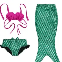 Набор детских бикини из трех предметов, Высокоэластичный женский купальник русалки