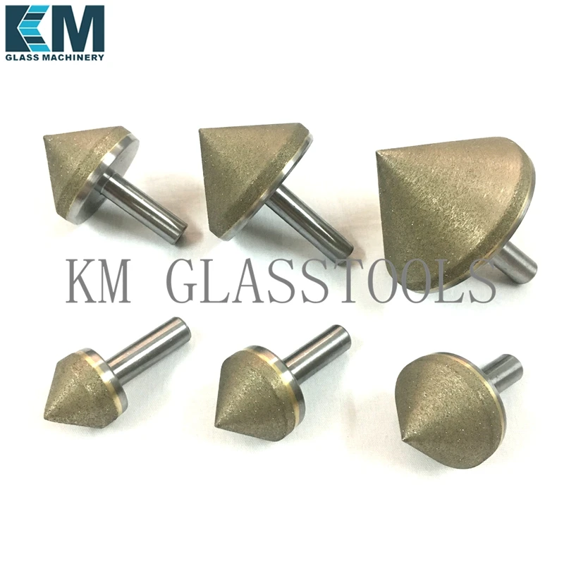 

Free Shipping!Diameter 10/15/20/25/30/35/40/45/50/55/60mm,Straight shank Diamond countersink complete cone for glass arrissing.