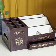 Роскошные Кожа PU Организатор стол Косметическая хранения Box Пульт дистанционного Управления телефона держатель для дома и офиса хранения держатель дело 3