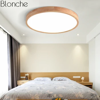

Modern Ceiling Lamp Wood Round LED Ceiling Lights Ultra-thin 6cm for Living Room Bedroom Lighting Nordic Home Decor Fixtures