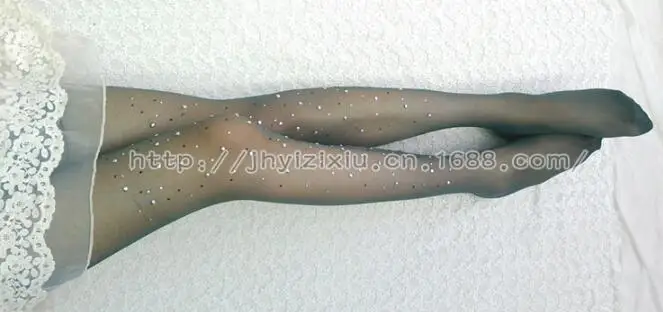 WA052 Dark green Черные пикантные обтягивающие чулки, Чулки, летняя мода, сексуальные женские тонкие блестящие прозрачные блестящие стразы, колготки, высокая эластичность - Цвет: WA052 Dark green