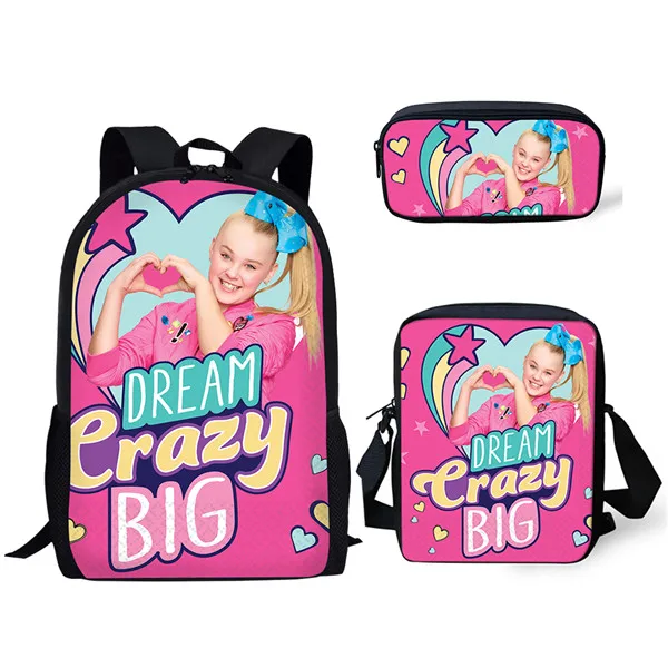 Thikin Jojo Siwa 3 шт./компл. Детские Модные школьные ранцы для мальчиков школьный рюкзак для подростков мальчиков девочек Детский рюкзак для книг - Цвет: CDZHL572CEK