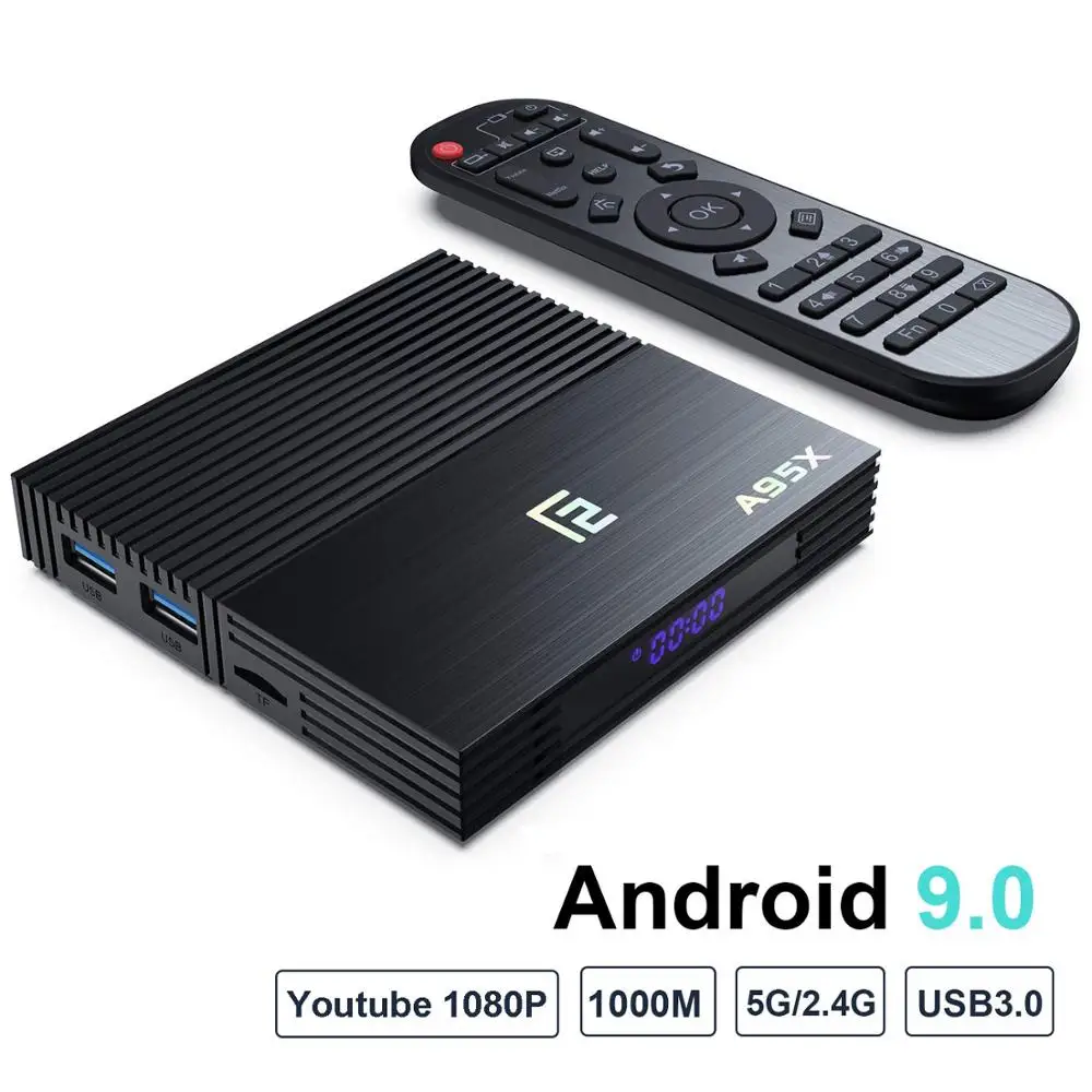 A95X F2 4 K مربع التلفزيون الذكية الروبوت 9.0 مربع التلفزيون 4 GB 64 GB Amlogic S905X2 2.4G/5G wifi BT4.2 صوت التحكم عن بعد جوجل التلفزيون PK ميل مربع
