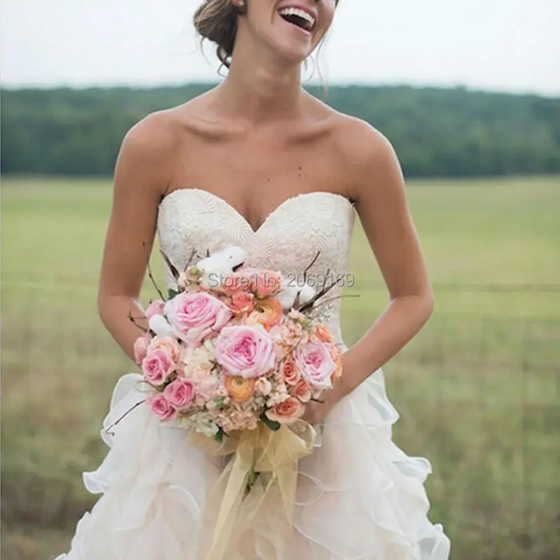 Custom-Made-Bridal-Gown-Pink-Wedding-Dress-With-Ruffles-Sweetheart-Lace-Beads-Organza-Bride-Dress-Wedding (2)