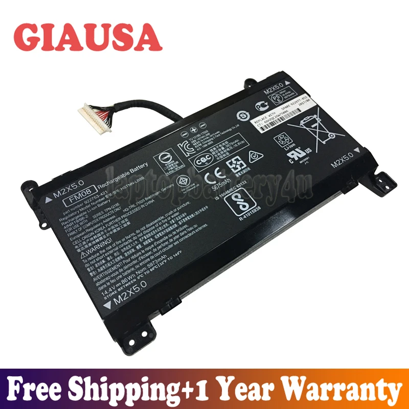 GIAUSA New 16 Cables 14.4V 86Wh 5973mAh FM08 Battery for HP HSTNN-LB8B 922753-421 922977-855 TPN-Q195 Series | Компьютеры и офис