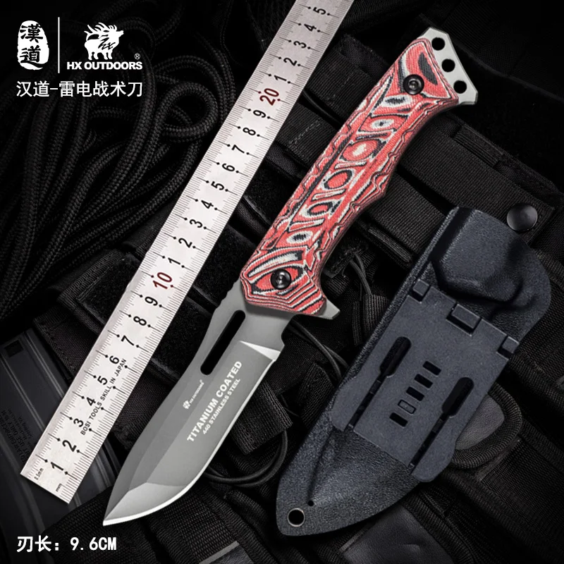 

HX OUTDOORS Thunder Tactical Knife Army Hunting Knives 58Hrc Straight Camping Knives Essential tool For Self-defense Outdoor