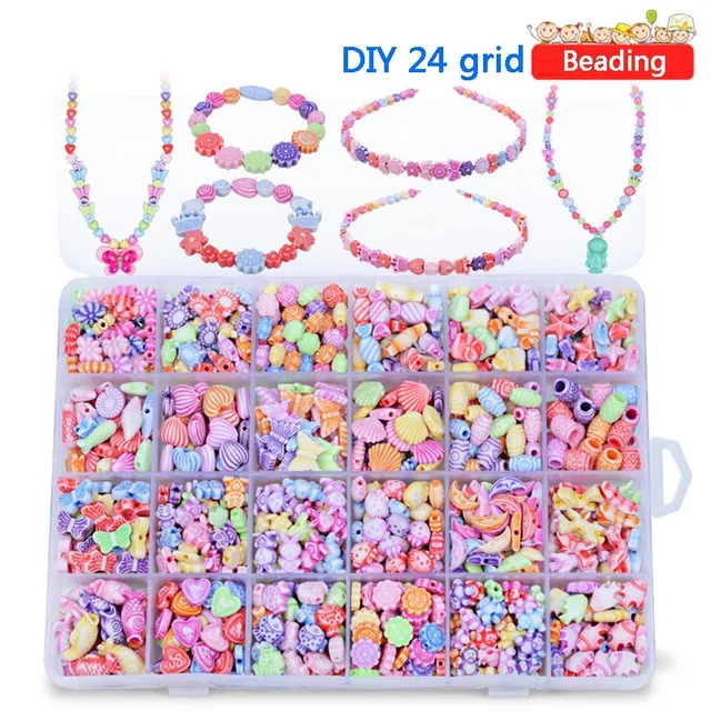 700Pcs/set 24 Grid Colorful Beads Creative Toys For Girls Jewelry DIY Handmade Making Puzzle Kit Arts And Crafts Children Toy 6