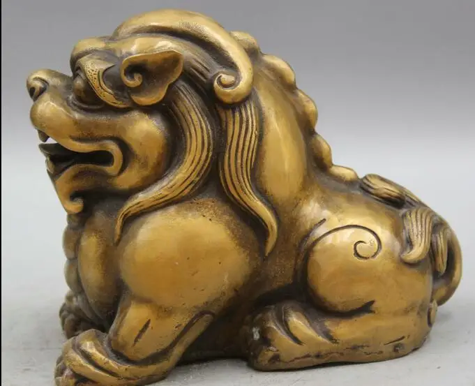 

S1530 8" Chinese Copper Animal Fengshui Beast Pi Xiu Unicorn Sculpture Statue