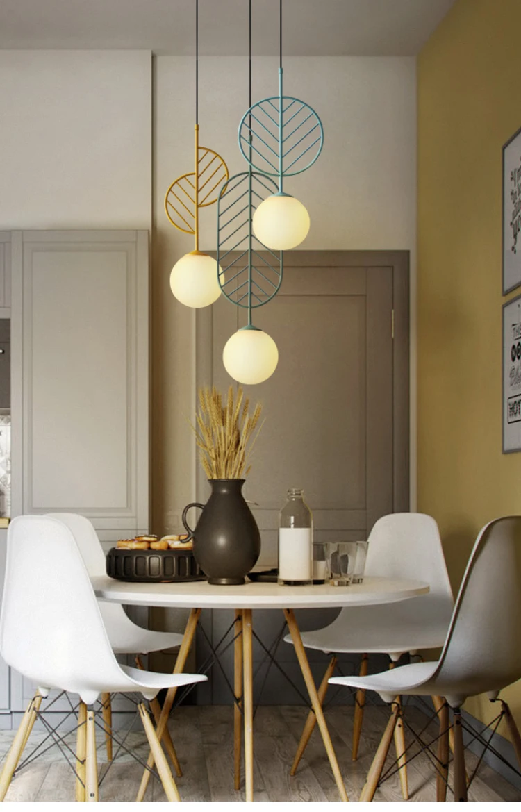 Подвесной светильник в скандинавском стиле, простой современный подвесной светильник s, кафе, ресторан, подвесные светильники с листьями макарон, декоративный светильник
