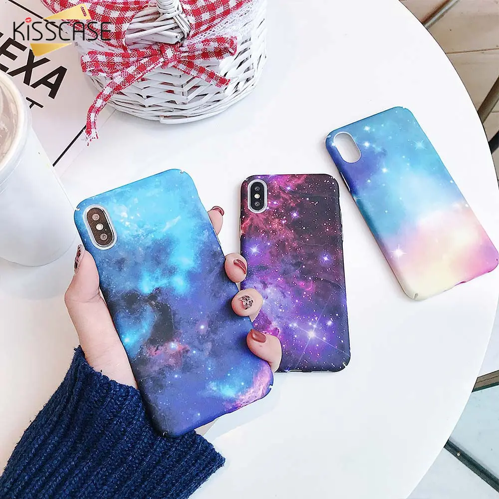 

KISSCASE Starry Night Shine Case For iPhone 8 Plus 7 Plus 8 7 Star River Pattern Shining Hard Case For iPhone XS Max XR XS X 6s