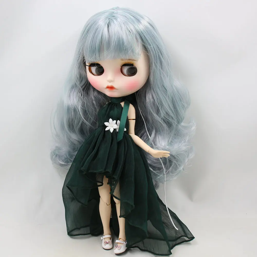Ледяная Обнаженная кукла Blyth для No. BL4006/1049 мятный микс фиолетовые волосы резные губы матовое лицо с бровями шарнирное тело 1/6bjd - Цвет: like the picture
