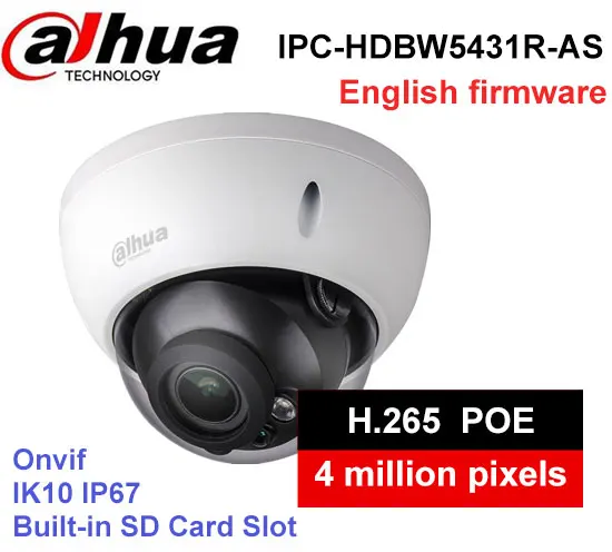 

Dahua IPC-HDBW5431R-AS 4MP IK10 IP67 built-in POE SD slot Audio Alarm interface IP Camera replace IPC-HDBW4431R-AS dome camera