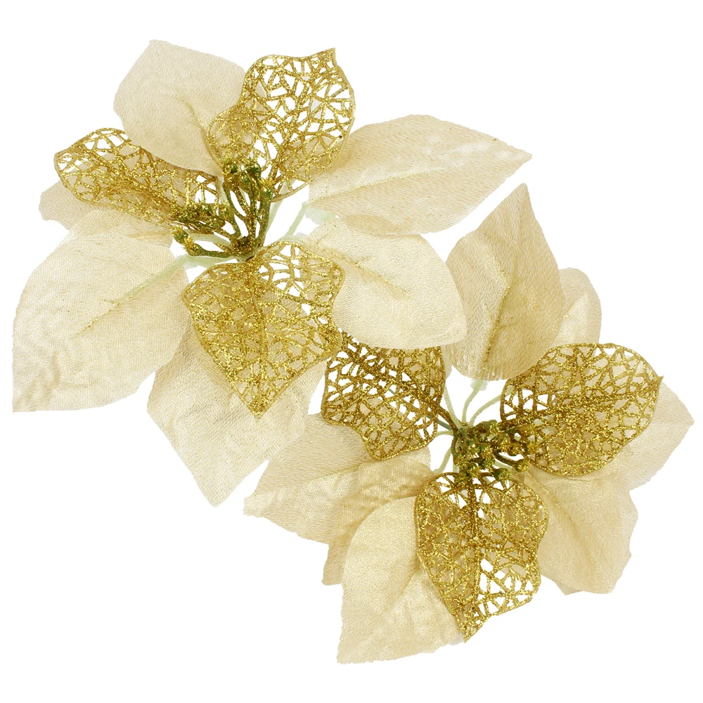 

HACOCHU 10PCS/lot 20cm Christmas Tree Topper Ornaments Artificial Fake Flowers for Natale Navidad Xmas Decorations Home Decor