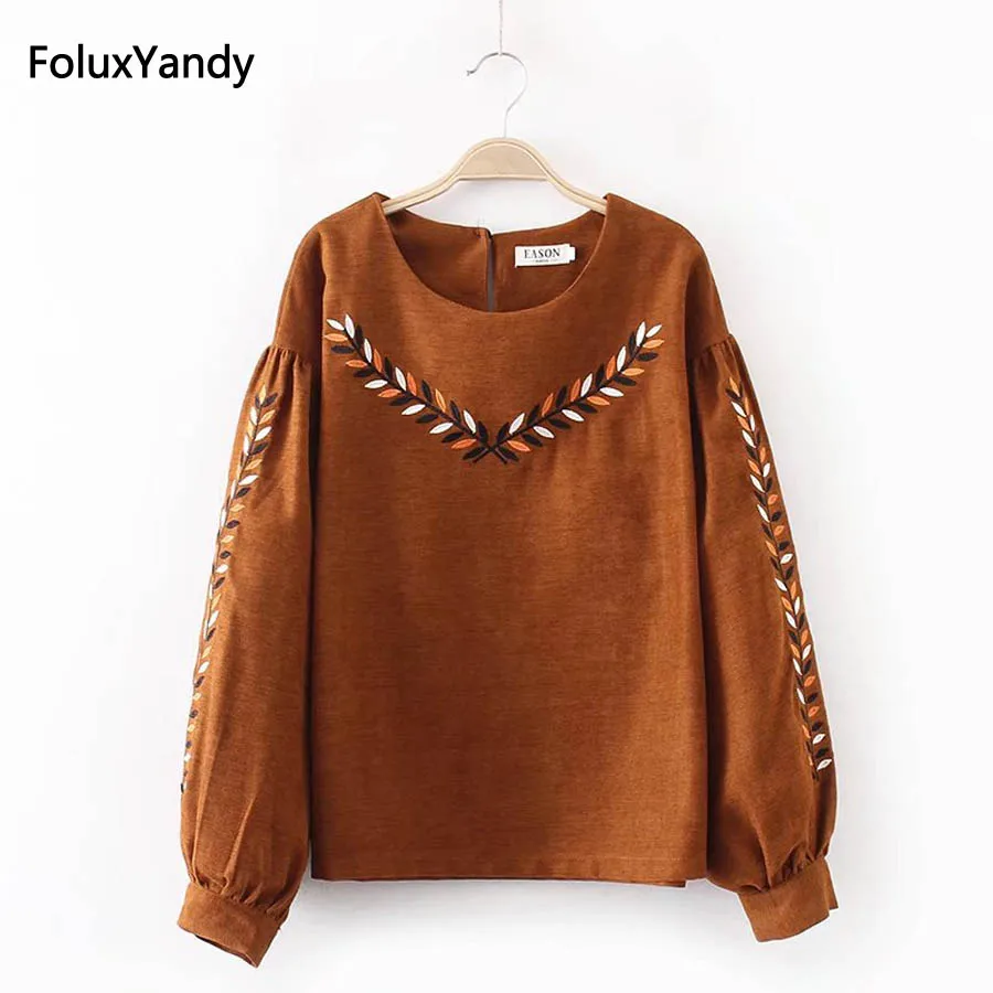 

Leaf Embroidery Hoodie Women Plus Size 3 4 5 XL Casual O-neck Spring Long Sleeve Sweatshirts KKFY1266