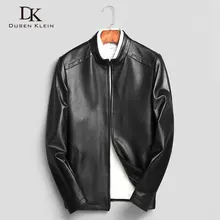DK Мужские Кожаные Куртки из натуральной овечьей кожи, мужское кожаное пальто, черные тонкие повседневные Новые мужские куртки из мягкой кожи N703