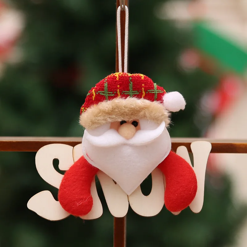 ETya Рождественское украшение для дверей Санта Клаус Снеговик дверь дерево украшение для рождества вечерние Декор для дома подвесной кулон подарок на Рождество - Цвет: 01