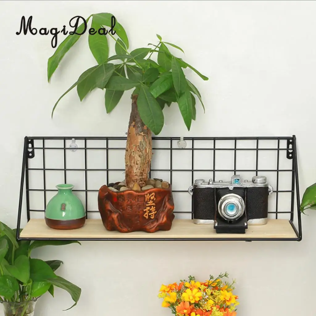 MagiDeal Black Wall Hanging Flower Planter Pot Shelf, Corner Shelves Bookcase, Space Save for Garden Green Plants Planter Stand