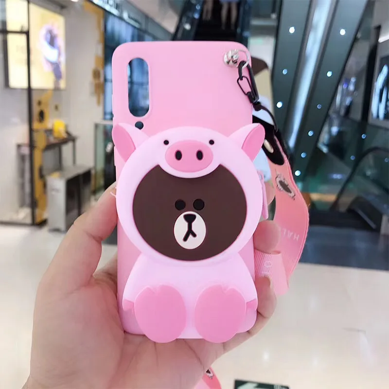 

For Xiaomi 8 Lite 9SE Redmi Go note 7 Pro mix2s max3 Note3 A2 Cute Cartoon Zipper Wallet Case Soft TPU Silicone Coin Purse Cover