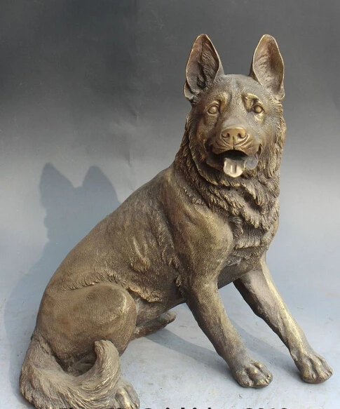 

xd 002997 16" China Chinese Bronze Folk Fengshui 12 Zodiac Year Animal Foo Fu Dog Statue