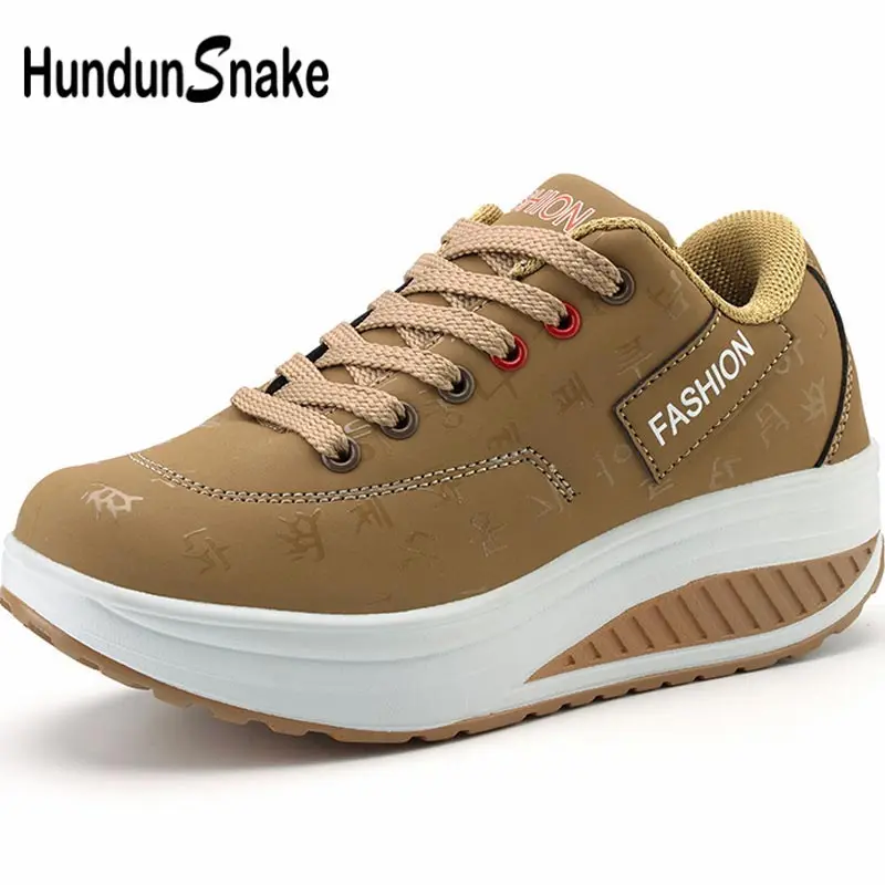 Hundunsnake wedge sneakers on thick soles women's sport shoes women