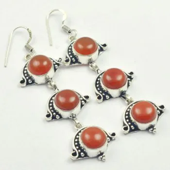 

Carnelian Earrings Silver Overlay over Copper, USA Size 75mm , E3246