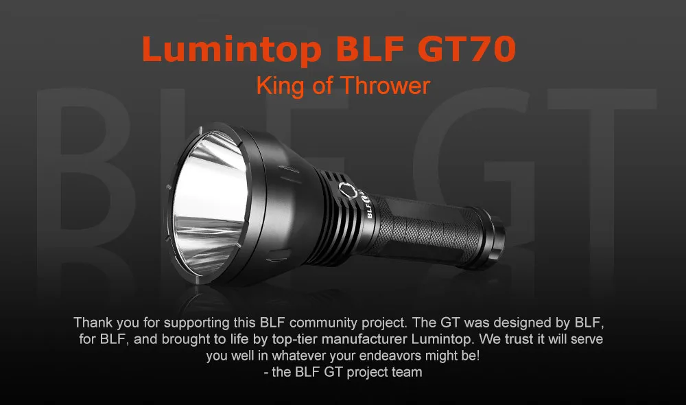 Портативный фонарь Lumintop GT70, 12 В, Cree XHP70.2, Макс., 7500 люмен, дальность луча, 1400 м, фонарь с зарядным устройством