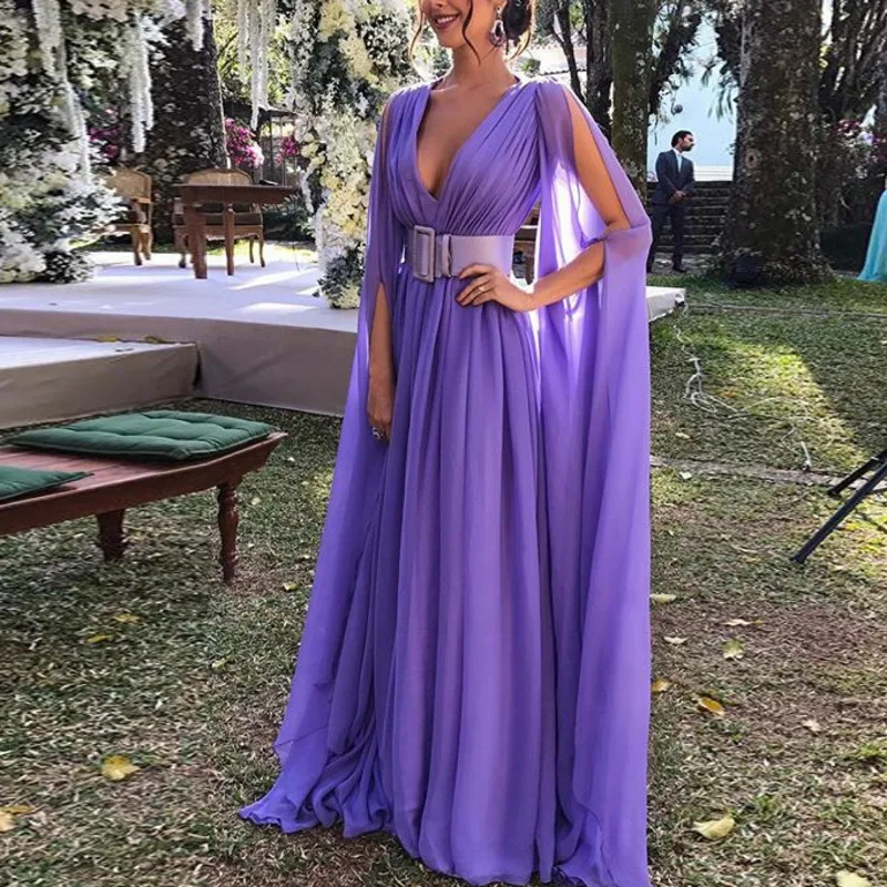 

sexy purple summer chiffon women long dress elegant robe femme sukienki vestidos de festa ropa mujer jurken womens clothing