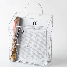 Органайзер для журналов, газет, Офисная корзина для мелочей, прямоугольная сетка, железный держатель для книг, промышленный стиль, домашний декор
