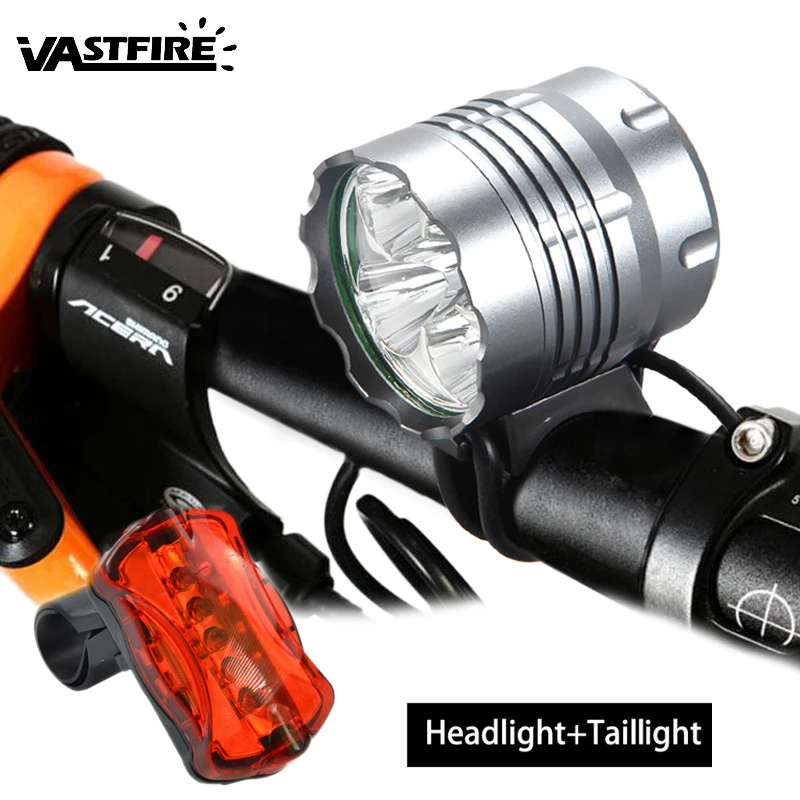 

10000Lm 5x XM-L T6 LED Cycling Lamp 3 Modes Bike Headlamp MTB Road Cycling Headlight Bicycle Accessories+Battery + Rear Light