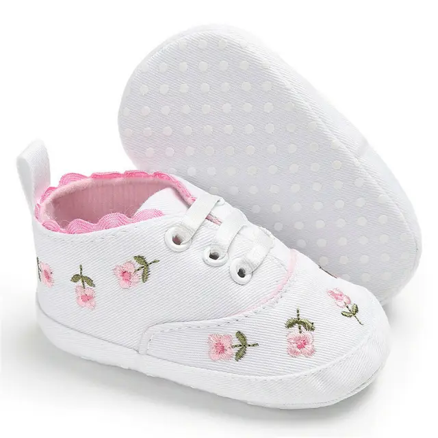 2019 Baby Shoes Baby Infant Kid Girl Embroidery Flower Soft Sole Crib Toddler Summer Princess First Walkers Causal Shoes 0-18M 5