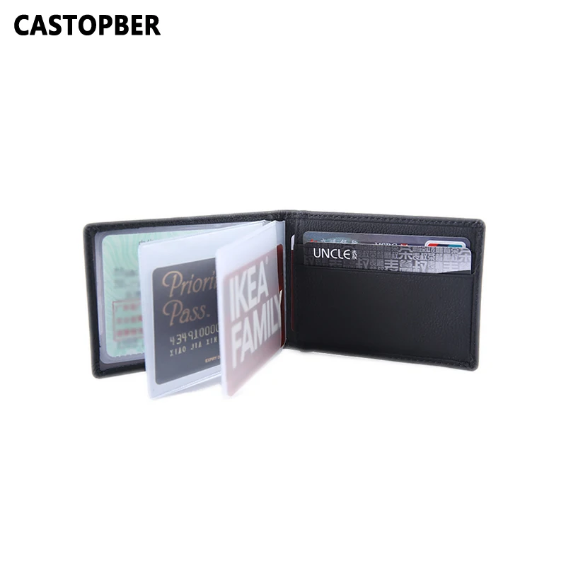 

Real Leather Cowhide Genuine Leather Men's Credit ID Holder For Driver's License Card Holders Ultra Thin Unisex Slim Wallet Bags