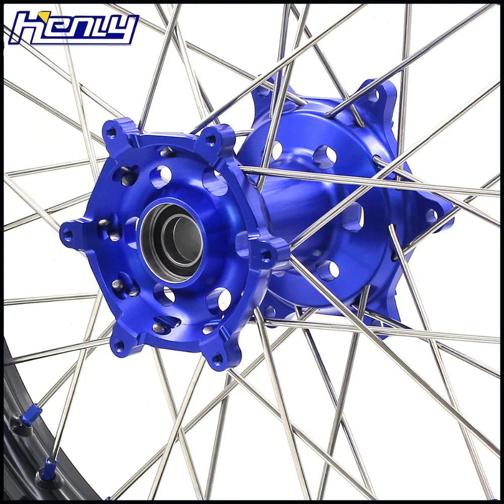 2" 19" MX Dirtbike колеса Набор для YAMAHA YZ125 YZ250 1999- YZ250F 2001- YZ450F 2003- синий ниппель