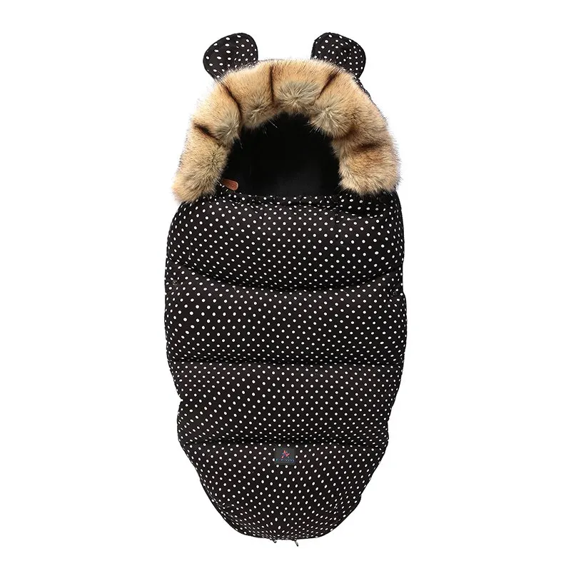 Модный спальный мешок для коляски, хлопковый зимний спальный мешок для детей 0-36 месяцев - Цвет: Black