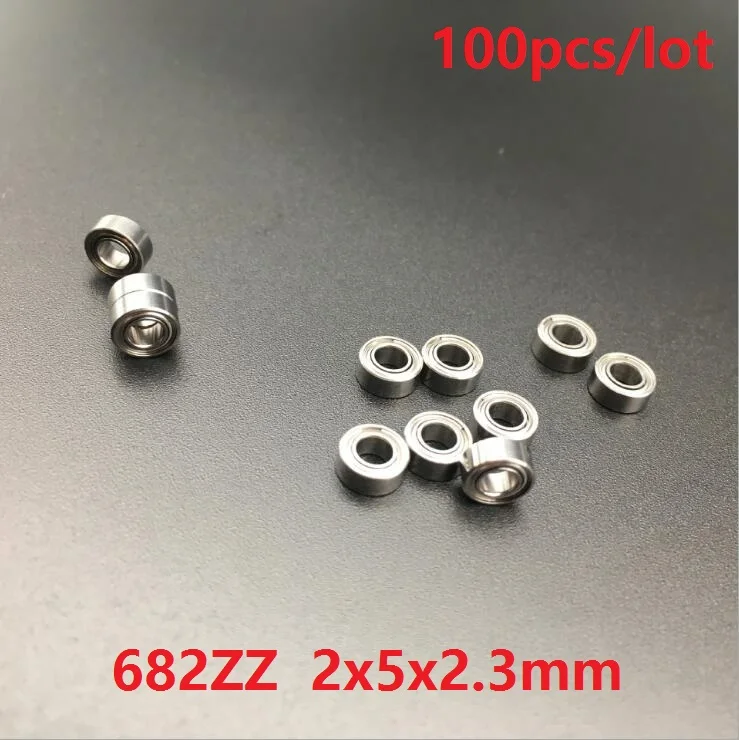 

100pcs/lot 682ZZ 682 ZZ 2x5x2.3 mm deep groove ball bearings Miniature Mini bearing 2*5*2.3mm 682Z
