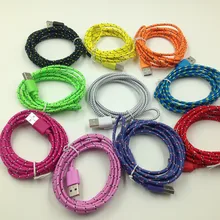 500 шт./лот 2 м 6 футов тканевый плетеный кабель нейлоновый кабель для синхронизации данных зарядный Шнур для iphone 8 7 6 6s 5 5S ipad 5 mini ipod nano ipad touch5