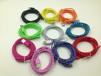 

500pcs/lot 2M 6FT Fabric Braided Cable Nylon Data Sync Charging Cord for iphone 8 7 6 6s 5 5s ipad 5 mini ipod nano ipad touch5