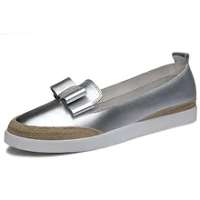 Модные острый носок 111% телячья кожа женщины Туфли без каблуков сезон: весна–лето тенденция плетением с бантом удобные не-скольжения женская обувь для вождения