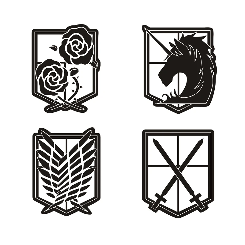 4pcs Attack On Titan Anime Sticker Luxury Mobile Phone Laptop Sticker Car Motorcycle Decal Diy 3d Metal Stickers Black White Stickers Aliexpress
