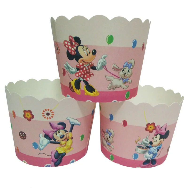 

100pcs Cartoon Happy Minnie Mouse Paper Cake Cupcake Cup Tray Liners Baking Muffin Kitchen Cupcake Cases Oven Baking Tools