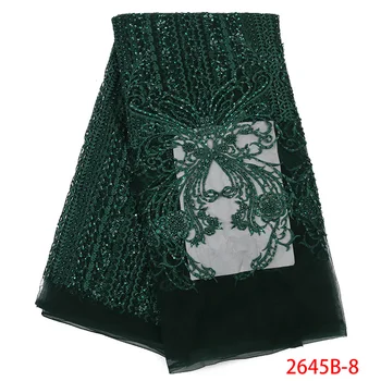 

High Quality Latest Green Handmade Beads Lace Fabric 2019 Top Selling African Lace Fabric with Beads for Wedding Dres GD2645B-1