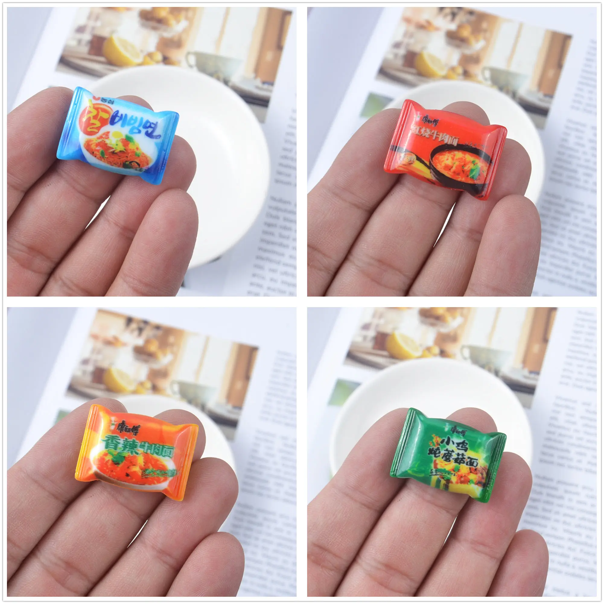 8pcs/lot Simulation Cute Mini Noodles Food Dollhouse Miniature Model Doll House Decoration Gift Dolls