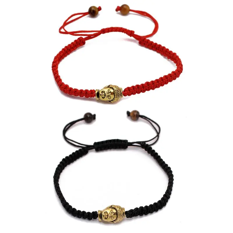 

Unisex Gold Amulet Buddha Head Bracelet Red String Braided Rope Bracelet Reiki Chakra Men's Bracelet Bijoux Christmas Gifts