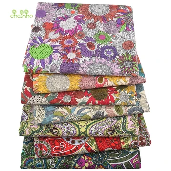 

Chainho,7 Pcs/Lot,Floral Printed Patchwork Cloth,Plain Cotton Fabric, DIY Sewing & Quilting Poplin Material For Baby & Children